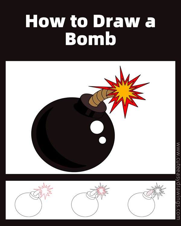 How to Draw a Bomb Step by Step Cute Easy Drawings
