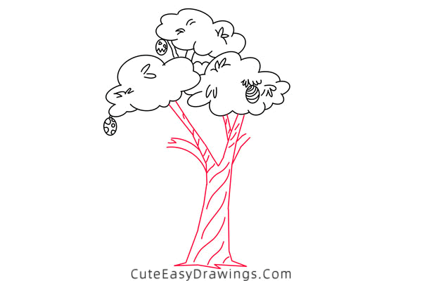 how to draw an easter egg tree - www.cuteeasydrawings.com