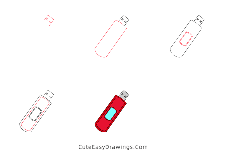 how to draw a usb flash drive - www.cuteeasydrawings.com