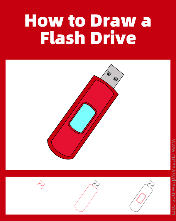 how to draw a usb flash drive - www.cuteeasydrawings.com