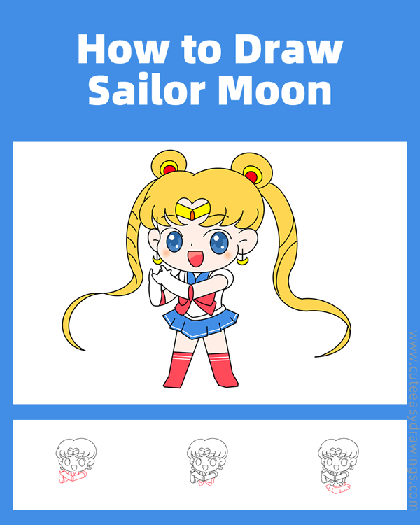 how to draw sailor moon - www.cuteeasydrawings.com