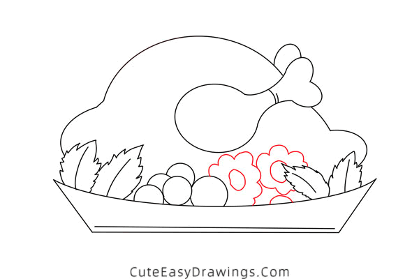 how to draw a roast turkey - www.cuteeasydrawings.com