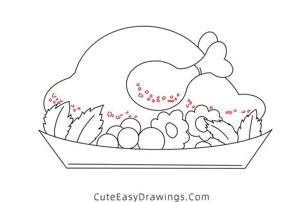 how to draw a roast turkey - www.cuteeasydrawings.com