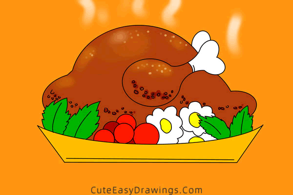 how to draw a roast turkey - www.cuteeasydrawings.com