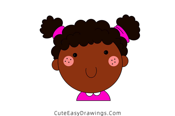 how to draw an african american girl - www.cuteeasydrawings.com