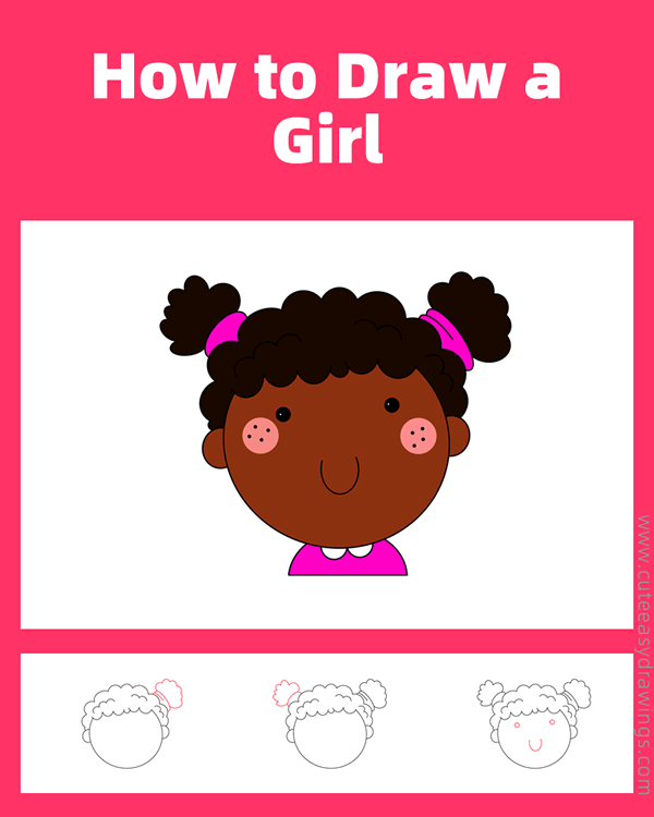 how to draw an african american girl - www.cuteeasydrawings.com