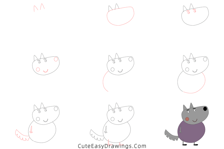 how to draw mr wolf - www.cuteeasydrawings.com