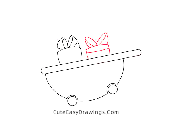 how to draw a cart full of gifts - www.cuteeasydrawings.com