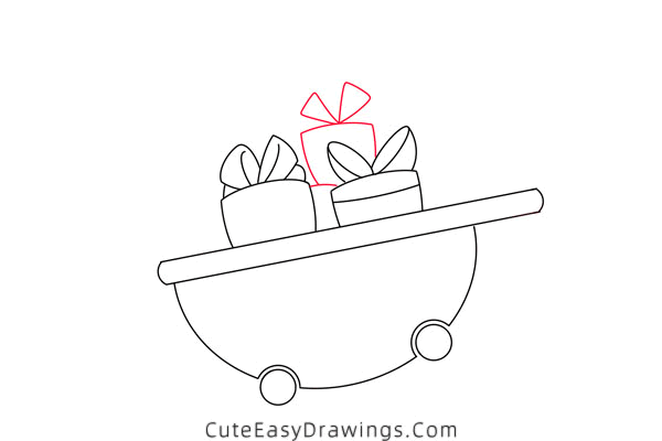 how to draw a cart full of gifts - www.cuteeasydrawings.com