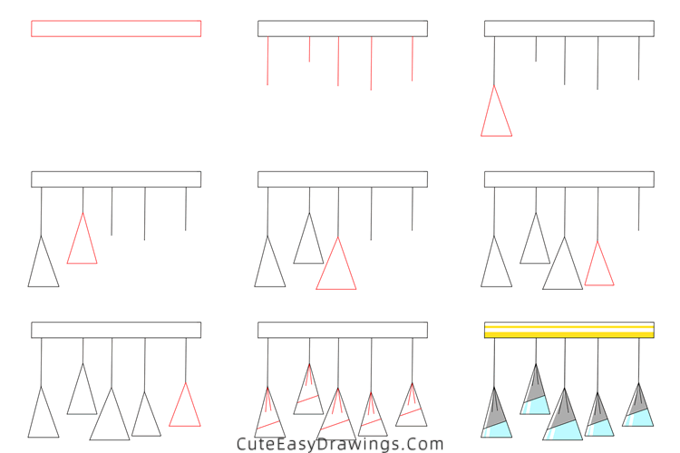 how to draw a chandelier - www.cuteeasydrawings.com