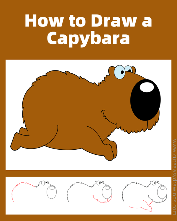 how to draw a capybara - www.cuteeasydrawings.com