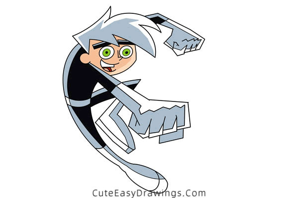 how to draw danny phantom - www.cuteeasydrawings.com