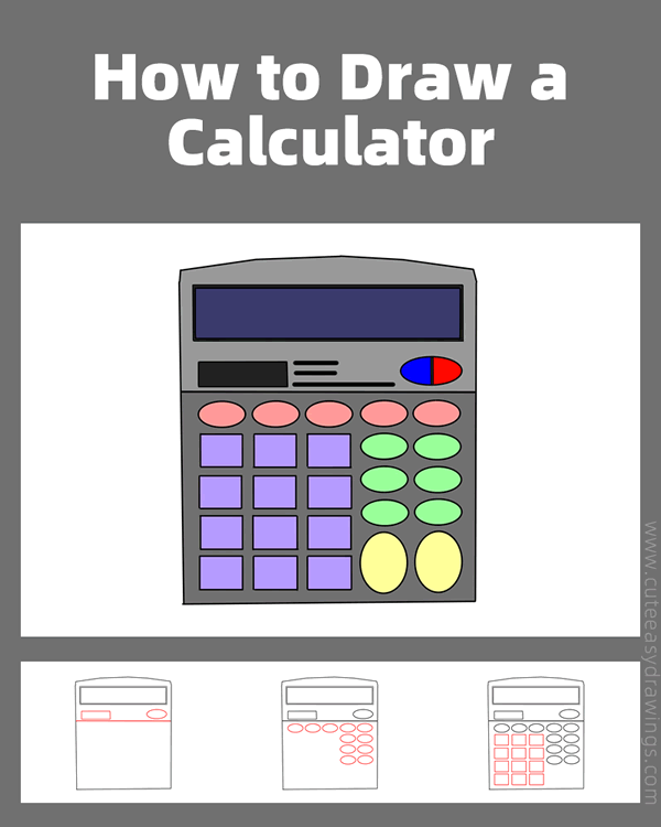 how to draw a calculator - www.cuteeasydrawings.com