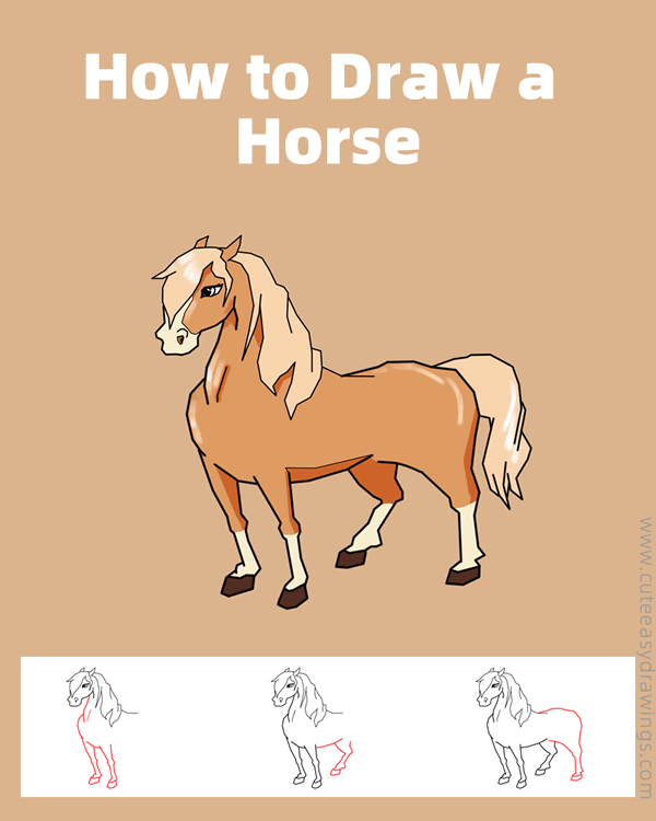 how to draw a horse easy - www.cuteeasydrawings.com