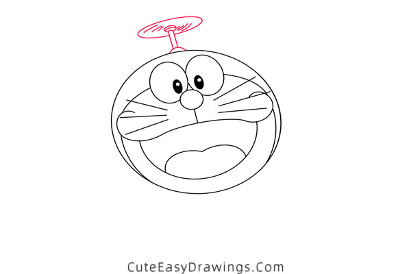 how to draw doraemon with bamboo copter - www.cuteeasydrawings.com