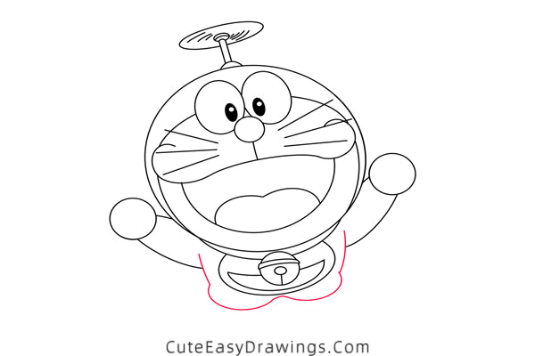 how to draw doraemon with bamboo copter - www.cuteeasydrawings.com