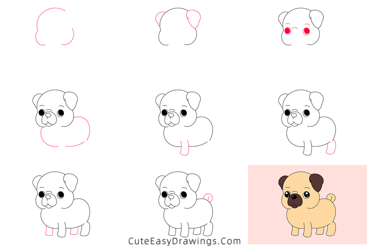 how to draw a pug - www.cuteeasydrawings.com