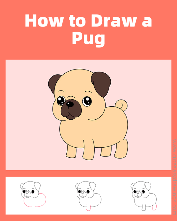 how to draw a pug - www.cuteeasydrawings.com