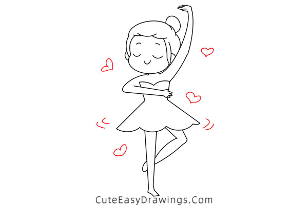 how to draw a dancing girl - www.cuteeasydrawings.com