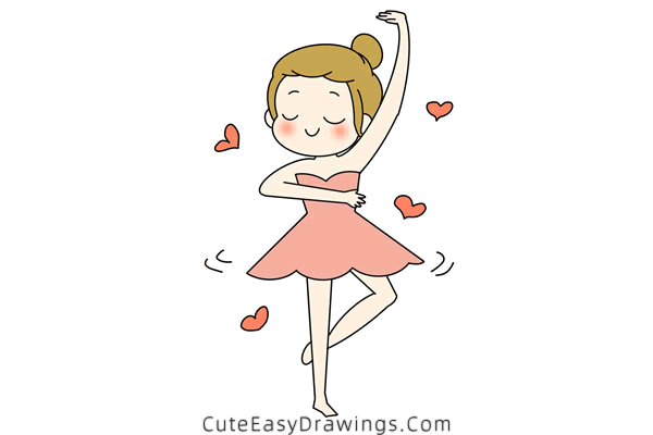 how to draw a dancing girl - www.cuteeasydrawings.com