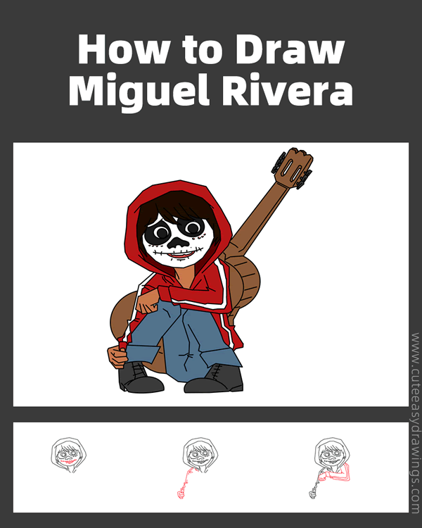 how to draw miguel rivera - www.cuteeasydrawings.com