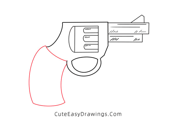 how to draw a revolver - www.cuteeasydrawings.com