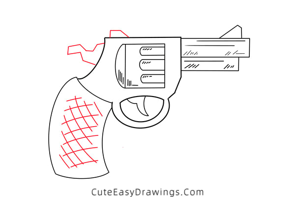 how to draw a revolver - www.cuteeasydrawings.com