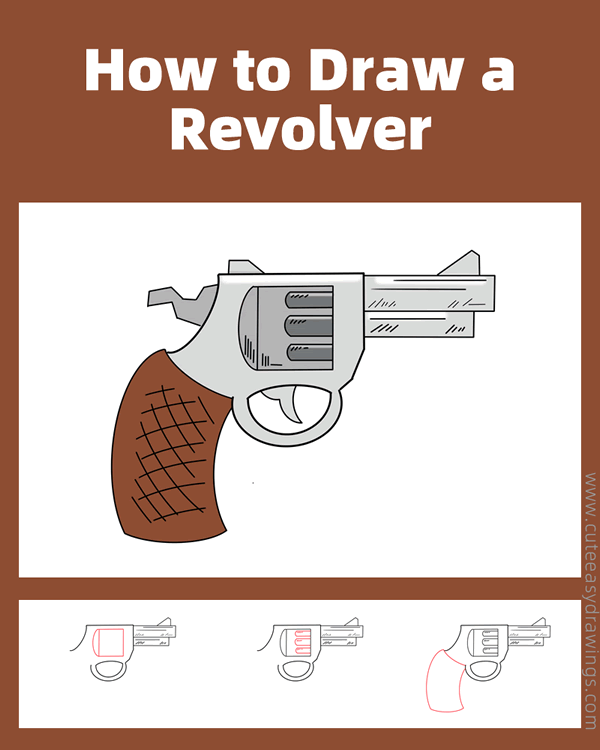 how to draw a revolver - www.cuteeasydrawings.com