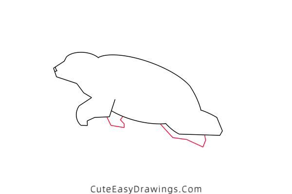 how to draw a swimming polar bear - www.cuteeasydrawings.com