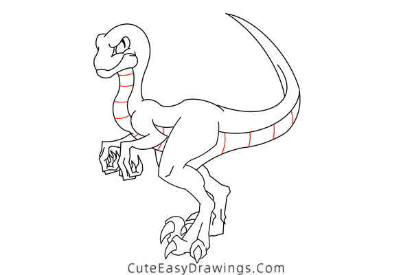 how to draw a velociraptor - www.cuteeasydrawings.com