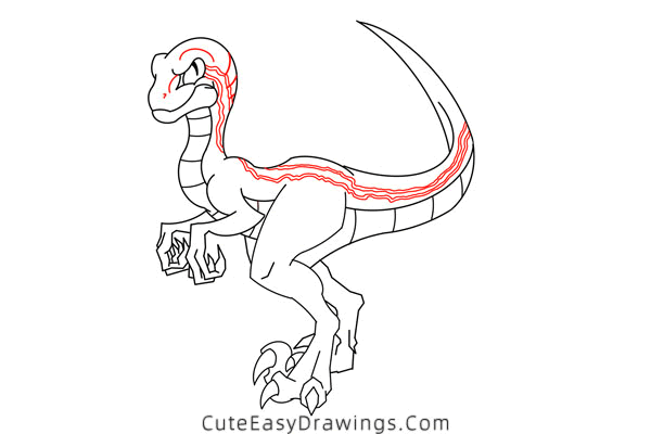 how to draw a velociraptor - www.cuteeasydrawings.com