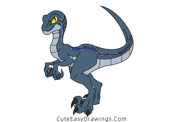 how to draw a velociraptor - www.cuteeasydrawings.com