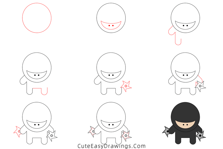 how to draw a ninja - www.cuteeasydrawings.com