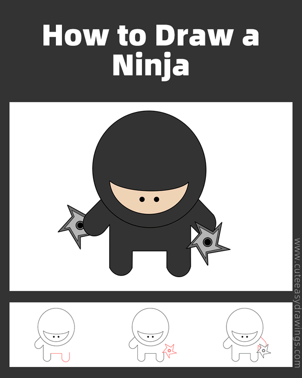 how to draw a ninja - www.cuteeasydrawings.com