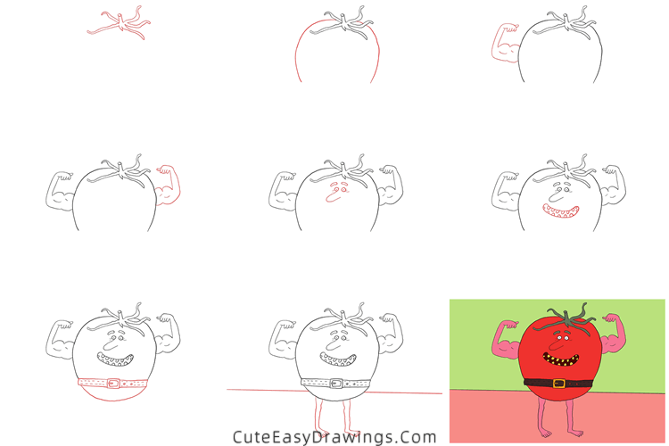 how to draw a tomato - www.cuteeasydrawings.com