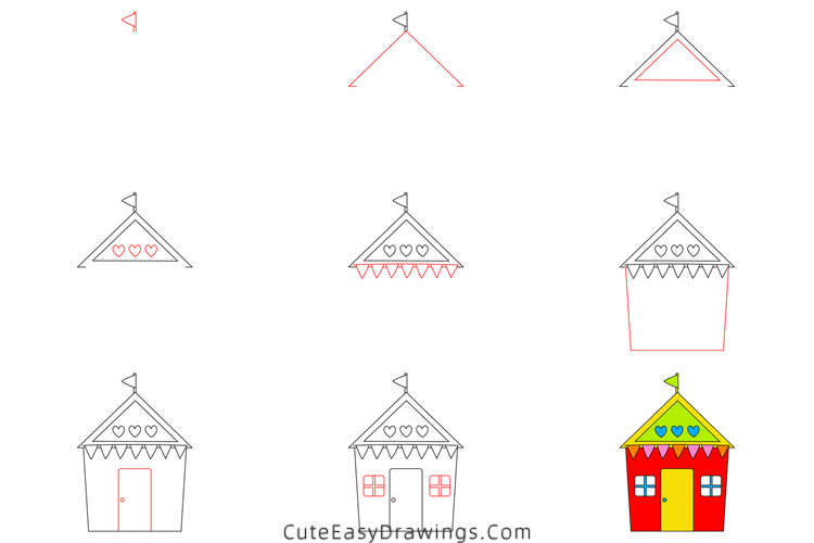 how to draw a beach hut - www.cuteeasydrawings.com