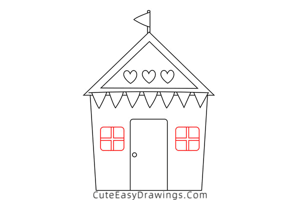 how to draw a beach hut - www.cuteeasydrawings.com