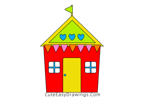 how to draw a beach hut - www.cuteeasydrawings.com