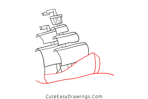 how to draw a sailing ship - www.cuteeasydrawings.com