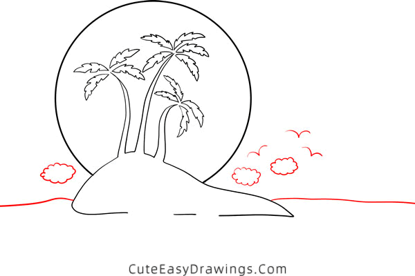 how to draw an island - www.cuteeasydrawings.com