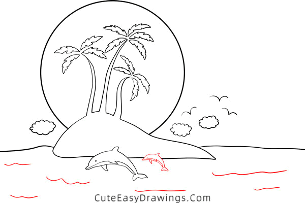 how to draw an island - www.cuteeasydrawings.com