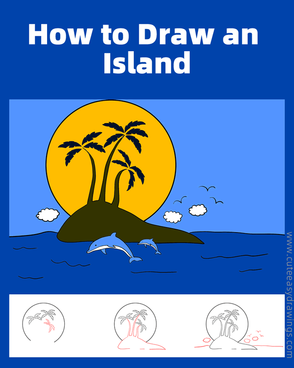 How to Draw an Island Step by Step Cute Easy Drawings