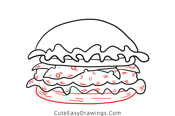 how to draw a hamburger - www.cuteeasydrawings.com