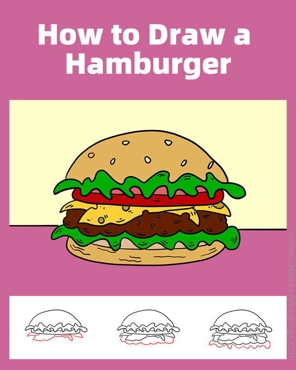 how to draw a hamburger - www.cuteeasydrawings.com