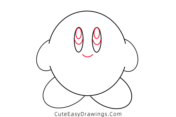 how to draw kirby - www.cuteeasydrawings.com