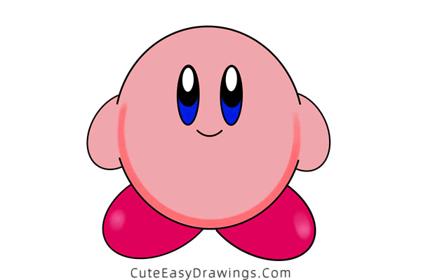 how to draw kirby - www.cuteeasydrawings.com