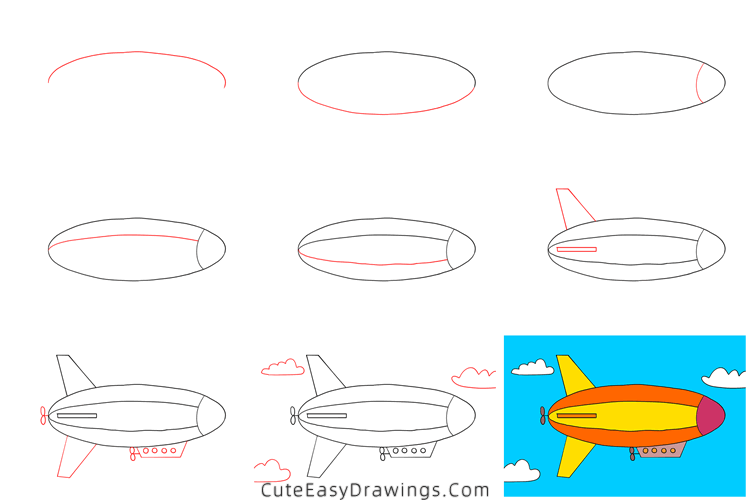 how to draw an airship - www.cuteeasydrawings.com