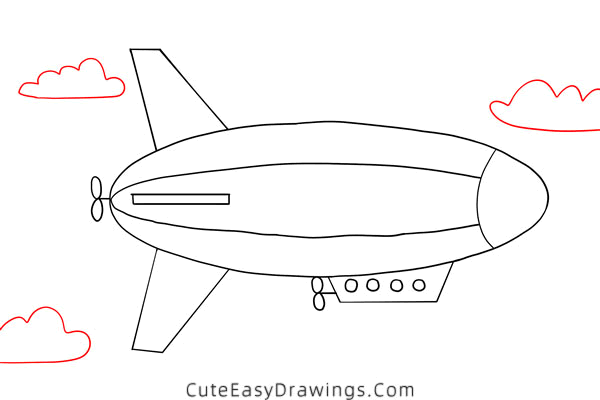 how to draw an airship - www.cuteeasydrawings.com