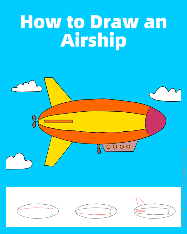 how to draw an airship - www.cuteeasydrawings.com