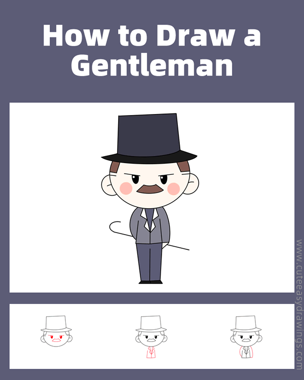 how to draw a gentleman - www.cuteeasydrawings.com